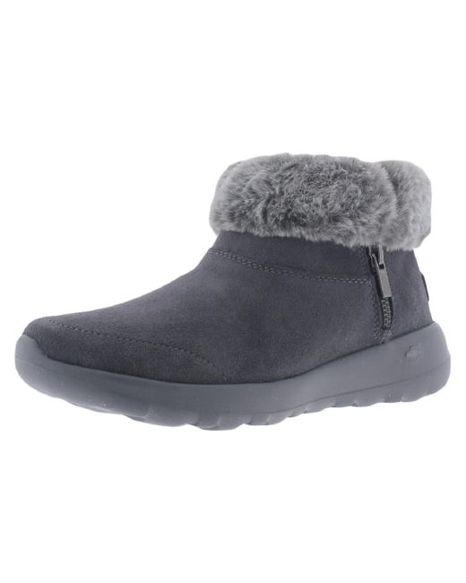 Skechers Gray On-the-go Joy - Savvy Faux Fur Lined Suede Winter & Snow Boots