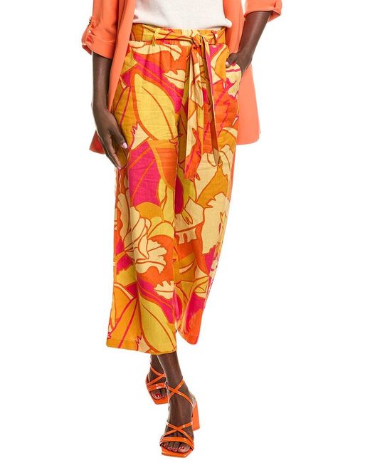 Joseph Ribkoff Orange Linen-Blend Pant