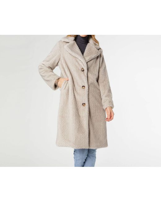 Coco Carmen Women's Natural Lenore Textured Faux Fur Coat