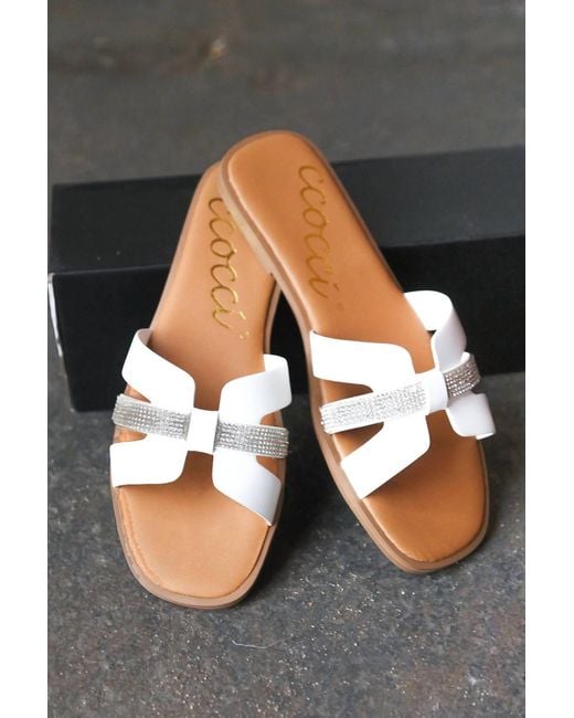 Ccocci Black Rhinestones Slide Sandals