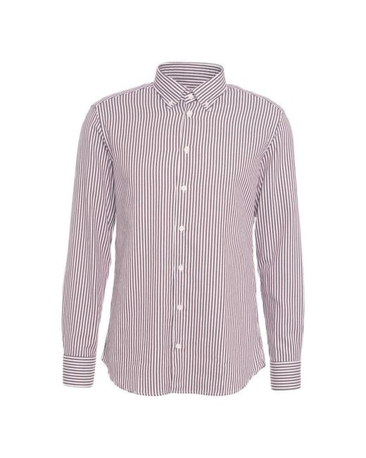 BASTONCINO Purple Refined Striped Shirt With Classic Button-Down Collar for men