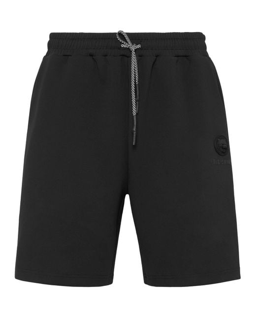 Philipp Plein Black Loose Fit Jogging Shorts Scratch for men
