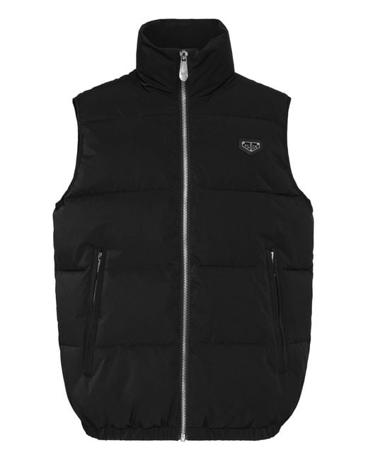 Philipp Plein Black Nylon Down Jacket Vest for men