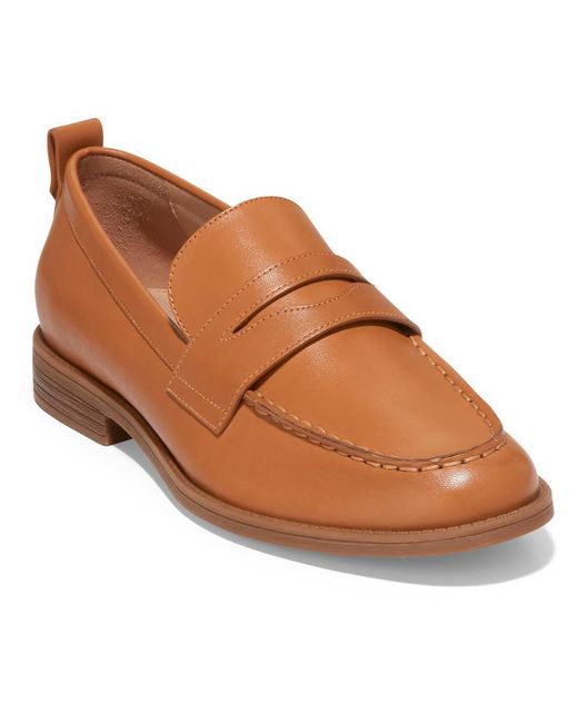 Cole Haan Brown Stassi Leather Penny Loafers