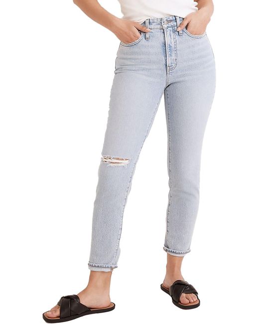 Madewell Blue Curvy Distressed Cropped Jeans