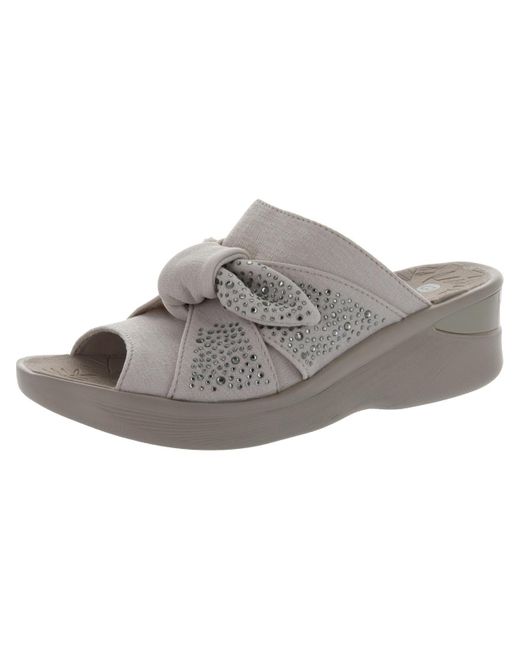 Bzees Gray Smile Bright Cotton Open Toe Wedge Sandals