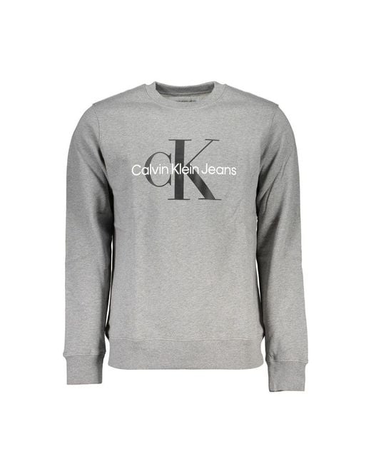 Calvin Klein Gray Classic Crew Neck Sweatshirt With Logo for men
