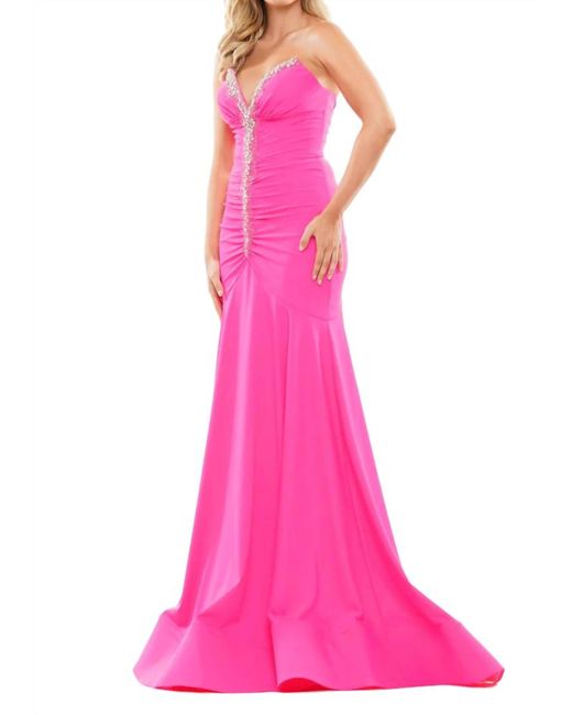 Colors Dress Pink Floor-Length Prom Dress