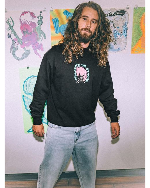 Volcom Black Featured Artist Tetsunori Crew Sweatshirt for men