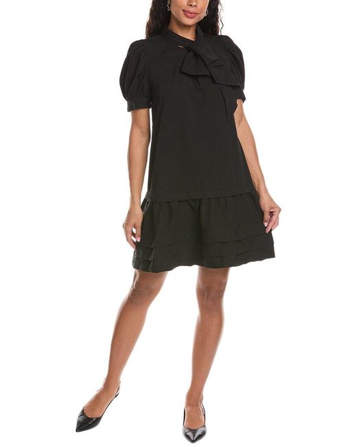 Gracia Black Puff Sleeve Shift Dress