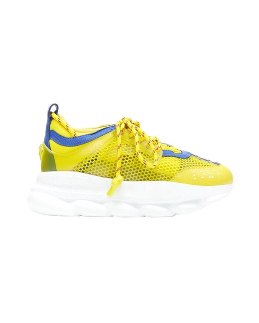 Versace Yellow New Chain Reaction Blue Low Top Chunky Sole Dad Sneaker Eu35.5