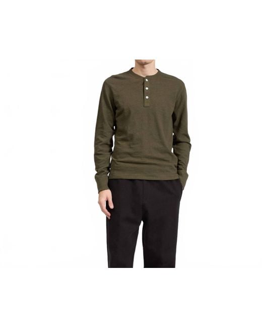 Rag Bone Men's Black Classic Flame Long Sleeve Henley