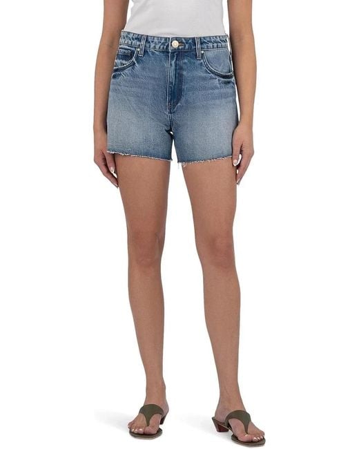 Kut From The Kloth Women's Blue Taylor Shorts 00 Denim High Rise Raw Hem Ddr2458