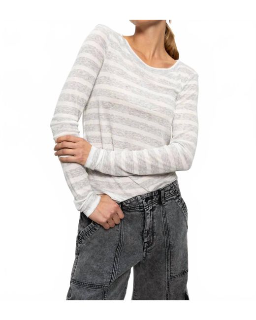 Sanctuary Gray Femme Crewneck Stripe Tee