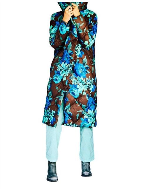 Psophia Blue Puffer Long Coat