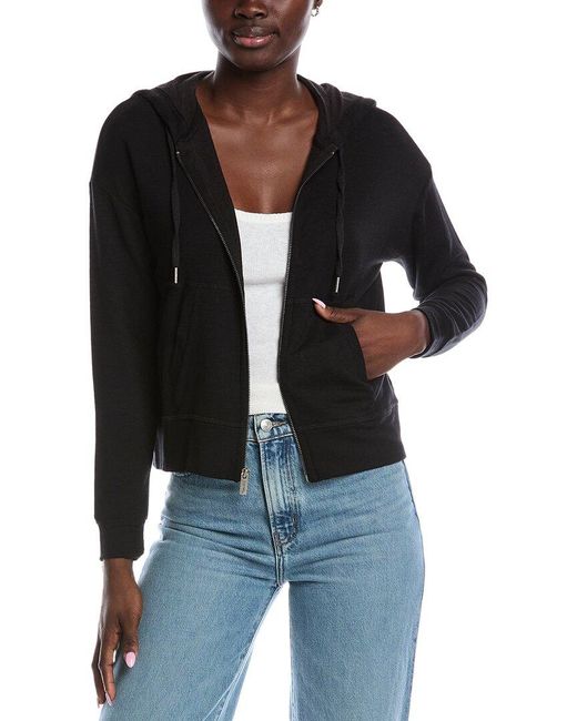 Splendid Black Dream Slub Zip-Up Track Jacket