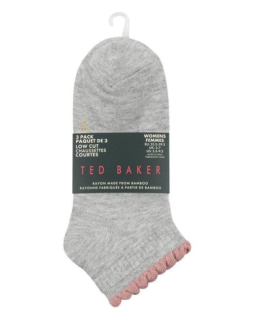 Ted Baker Gray Set Of 3 Low Cut Sock