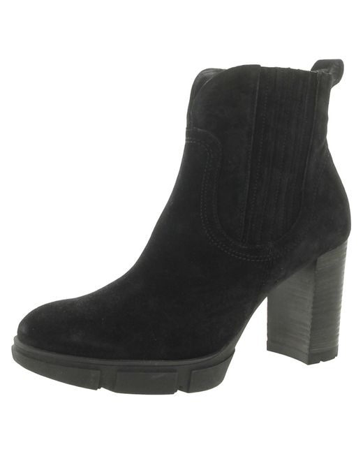 Paul Green Black Oakley Faux Suede Casual Ankle Boots
