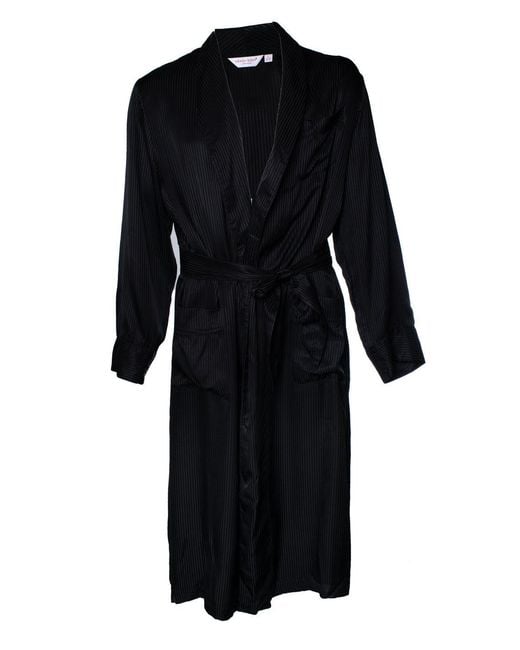 Derek Rose Black Striped Bedroom Jacket for men