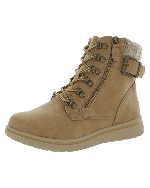 White Mountain Natural Hearty Lace Up Zipper Ankle Boots