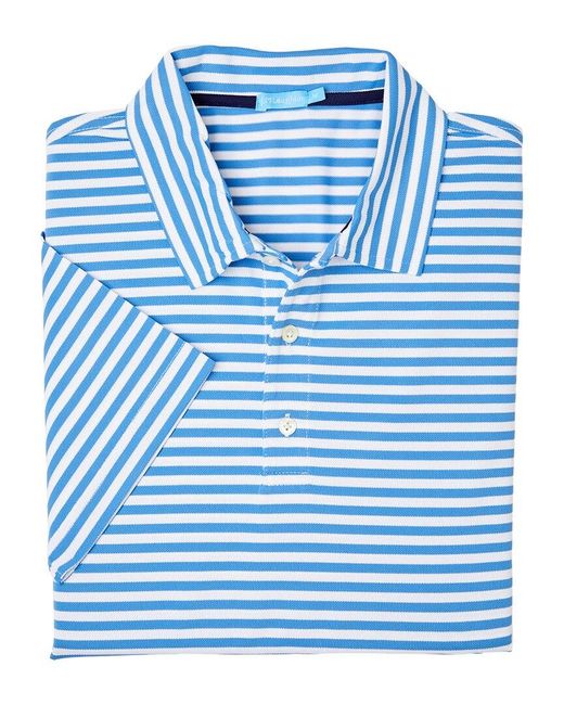 J.McLaughlin Blue Bengal Stripe Fairhope Polo Shirt Polo Shirt for men