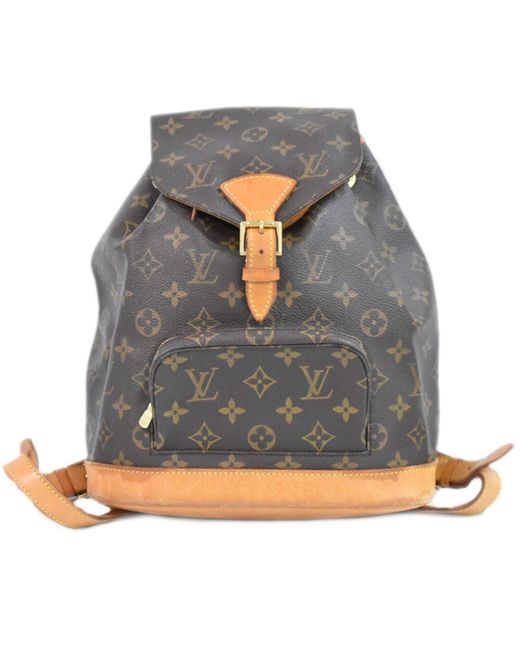 Louis Vuitton Gray Montsouris Mm Canvas Backpack Bag (pre-owned)
