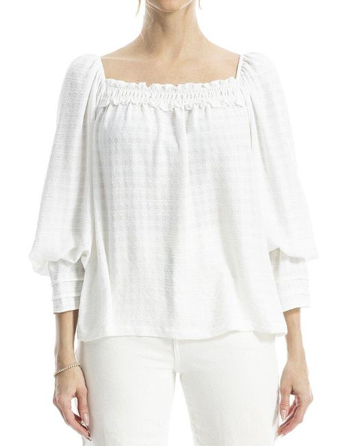 Max Studio White Square Neck Top