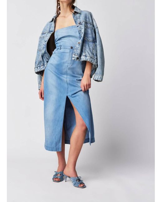 Free People Blue Picture Perfect Midi Dress