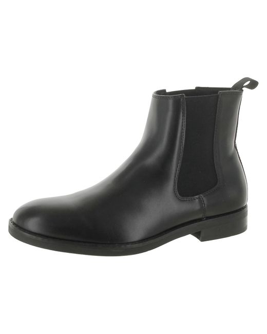Alfani Black Faux Leather Pull On Chelsea Boots for men