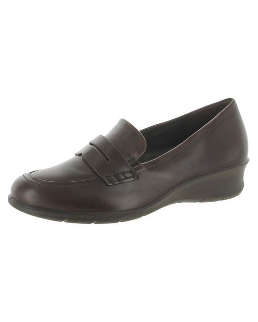Ecco Brown Leather Slip-on Loafers