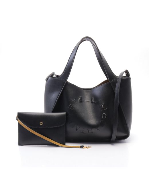 Stella McCartney Black Stella Logo Handbag Tote Bag Fake Leather 2way