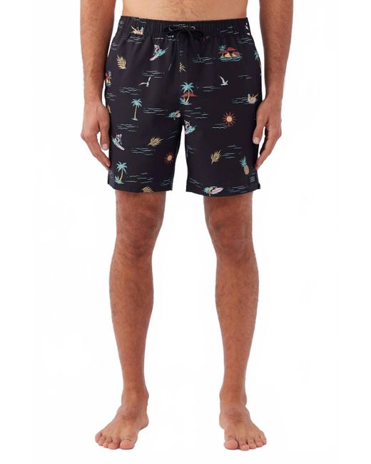 O'neill Sportswear Blue Hermosa Elastic Waist 17" Swim Trunks for men