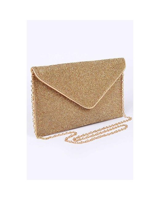 Fashnzfab Natural Rhinestone Statement Envelope Clutch Bag