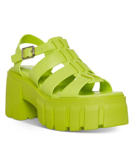 Madden Girl Green Gennesis Faux Leather Lug Sole Platform Sandals