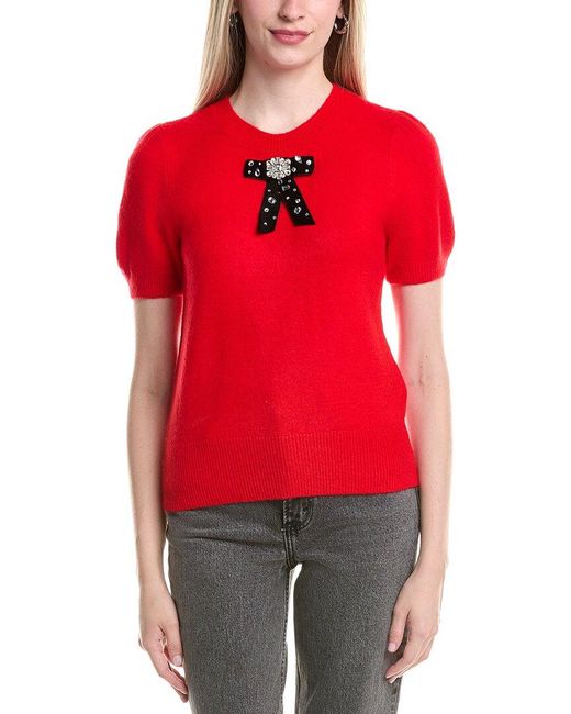 Cece Red Ribbon Trim Sweater