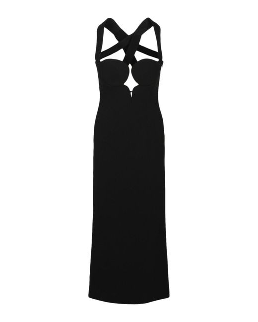Versace Black Crossed Sleeveless Cocktail Dress