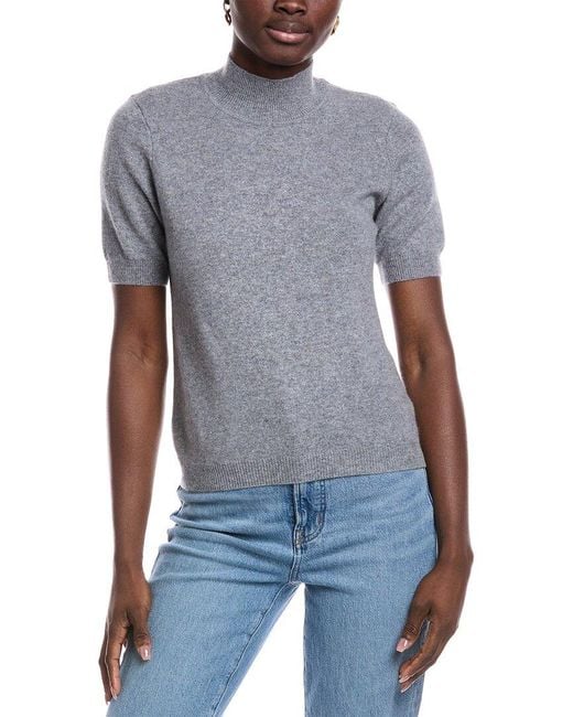 Minnie Rose Blue Mock Cashmere Sweater