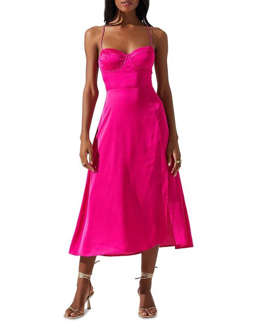 Astr Pink Semi-formal Midi Cocktail And Party Dress