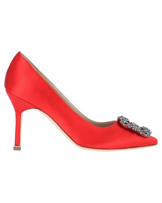 Manolo Blahnik Red Hangisi 090 Satin Pumps