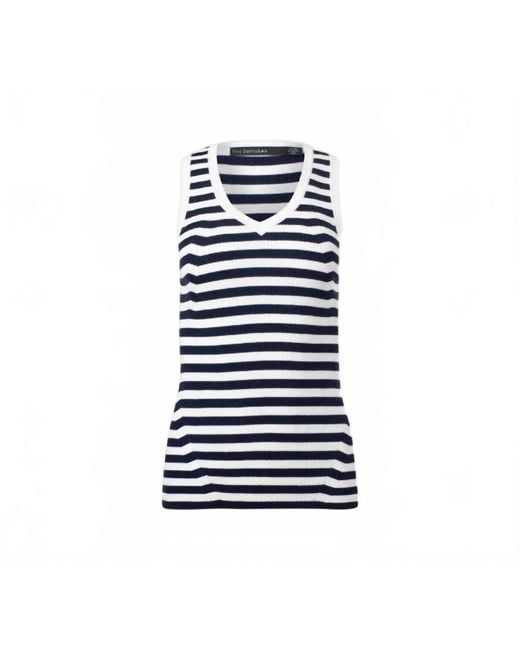 Iris Setlakwe Blue Basic V-Neck Striped Tank