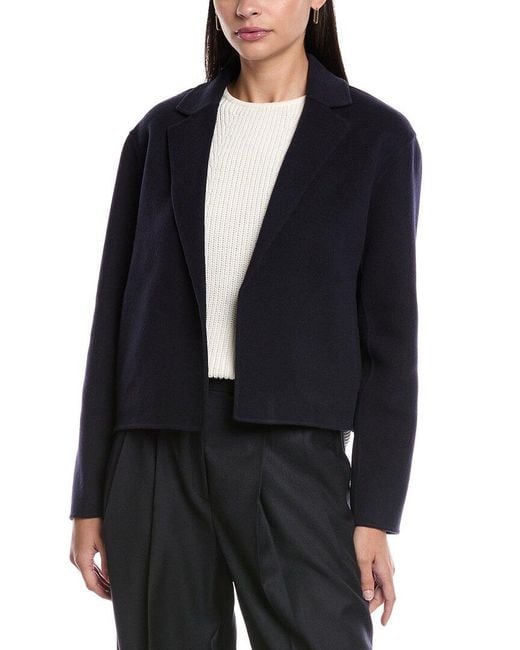 Theory Black Relax Wool & Cashmere-Blend Cardigan Jacket