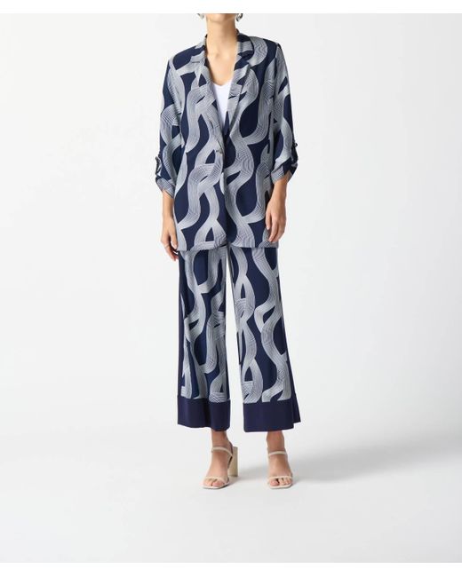 Joseph Ribkoff Blue Abstract Print Long Jacket