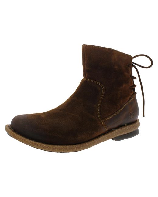Born Brown Taran Leather Casual Ankle Boots