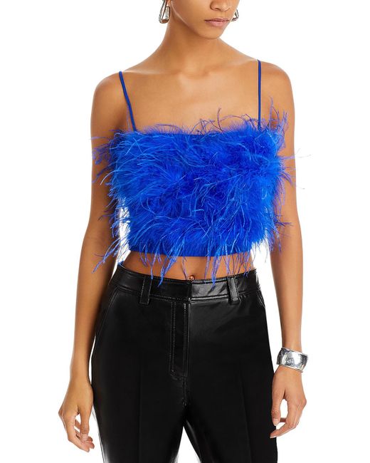 Lucy Paris Blue Milly Feathers Crop Blouse