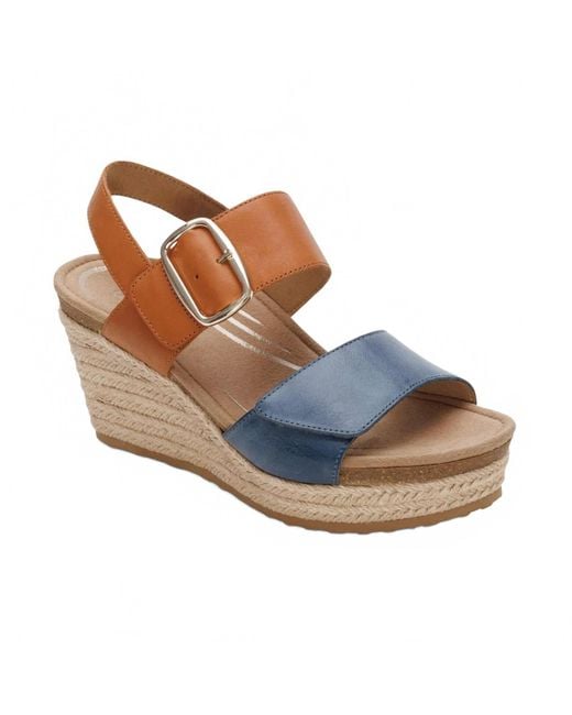 Aetrex Blue Ashley Wedge Sandals