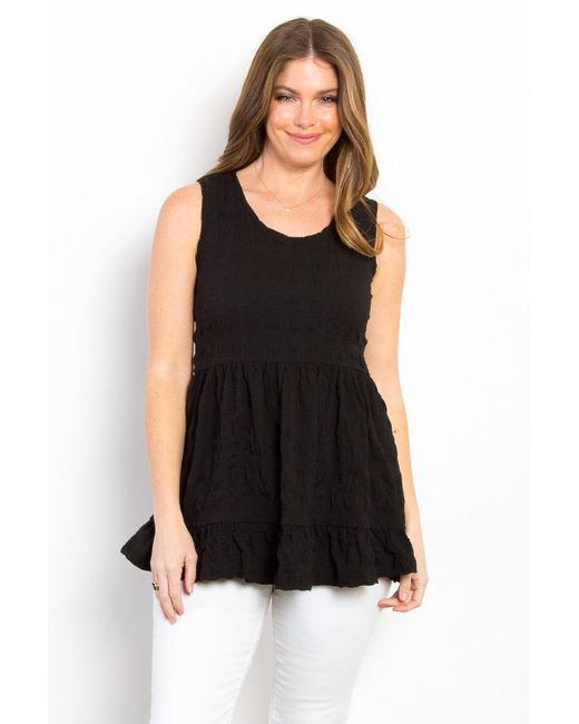 TRUEDAMES Black Ruffled Sleeveless Babydoll Top