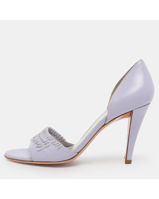 Ferragamo Purple Leather Open Toe Pumps