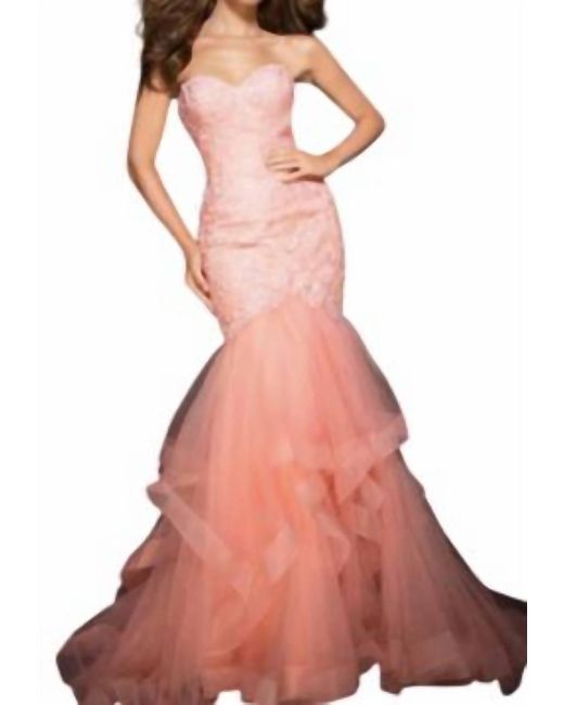 Tony Bowls Pink Strapless Mermaid Gown