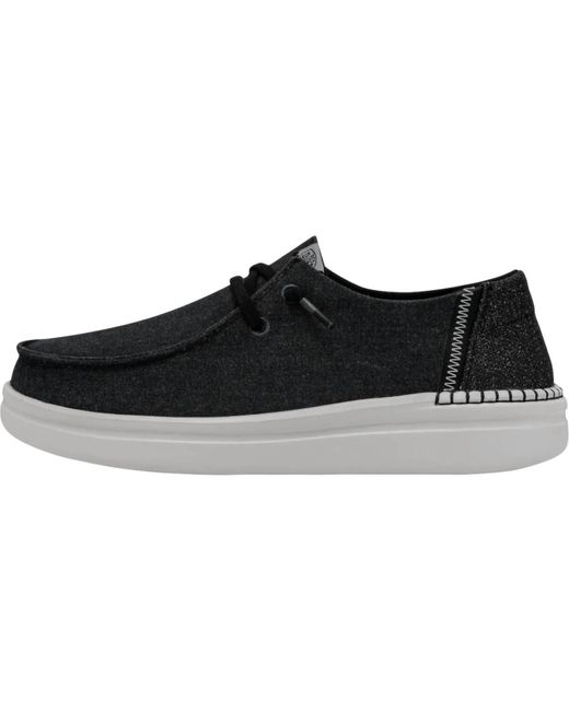 HeyDude Black Wendy Rise Slip On Shoes