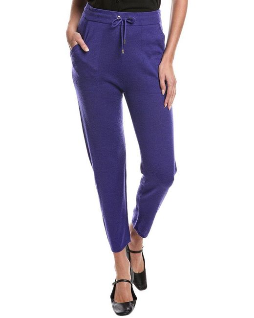 St. John Blue Wool-Blend Drawstring Pant